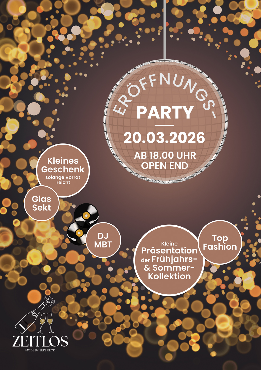 zeitlos mode beck party eroeffnung einladung